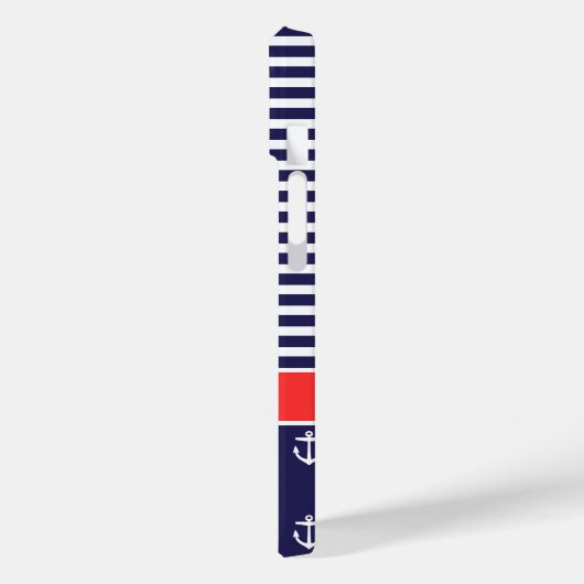 Navy Blue and Red Preppy Naugram Monogram Case-Mate iPhone Hülle (Rückseite / Links)