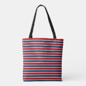 Navy Blue and Red Stripes Design Tote Bag Tasche (Rückseite)