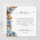 Navy Blue and Rust Wedding Beamter Vielen Dank Dankeskarte (Vorderseite)