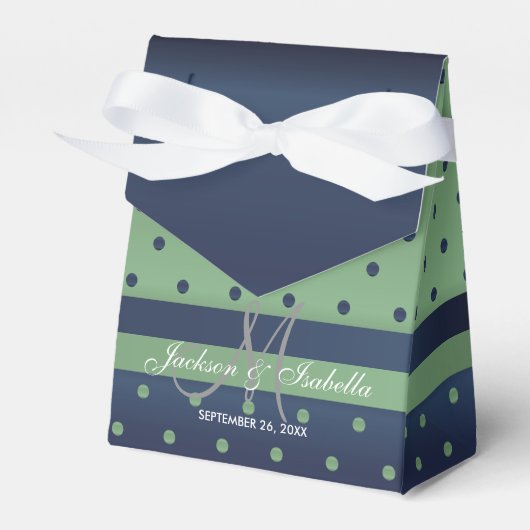 Navy Blue and Sage Green Polka Dots Geschenkschachtel (Vorderseite)