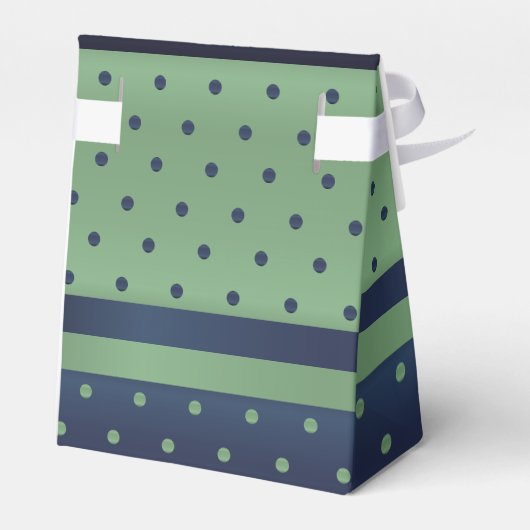 Navy Blue and Sage Green Polka Dots Geschenkschachtel (Rückseite)