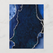 Navy Blue and Silver Agate Wedding Details Begleitkarte (Rückseite)