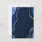Navy Blue and Silver Agate Wedding Meal Choice RSVP Karte (Rückseite)