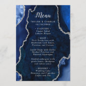 Navy Blue and Silver Agate Wedding Menu Menükarte (Vorderseite)