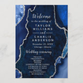 Navy Blue and Silver Agate Wedding Program Programm (Vorderseite)