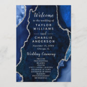 Navy Blue and Silver Agate Wedding Program Programm (Vorderseite)
