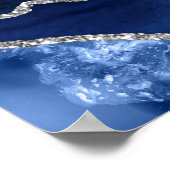 Navy Blue and Silver Agate Wedding Seating Chart Poster (Ecke)