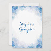 Navy Blue and Silver Boy First Heilige Kommune Einladung (Rückseite)