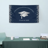 Navy Blue and Silver Graduation Banner (Messeveranstaltung)