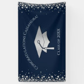 Navy Blue and Silver Graduation Banner (Vertikal)