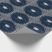 Navy Blue and Silver Graduation Geschenkpapier (Ecke)