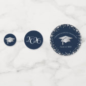 Navy Blue and Silver Graduation Konfetti (Rückseiten)