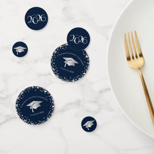 Navy Blue and Silver Graduation Konfetti (Gruppe)