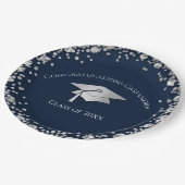 Navy Blue and Silver Graduation Pappteller (Schrägansicht)