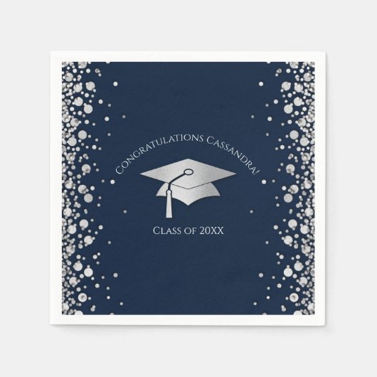 Navy Blue and Silver Graduation Serviette (Vorderseite)