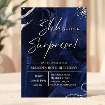Navy Blue and Silver Surprise Party