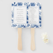 Navy Blue And Silver Wedding Program Fächer (Vorne und Hinten)