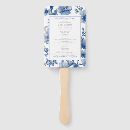 Navy Blue And Silver Wedding Program Fächer (Rückseite)