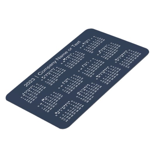 Navy Blue and White 2023 Calendar mit benutzerdefi Magnet (Linke Seite)