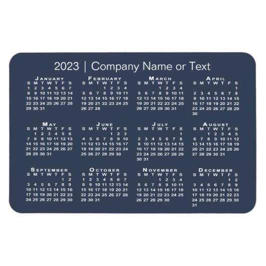 Navy Blue and White 2023 Calendar mit benutzerdefi Magnet (Horizontal)