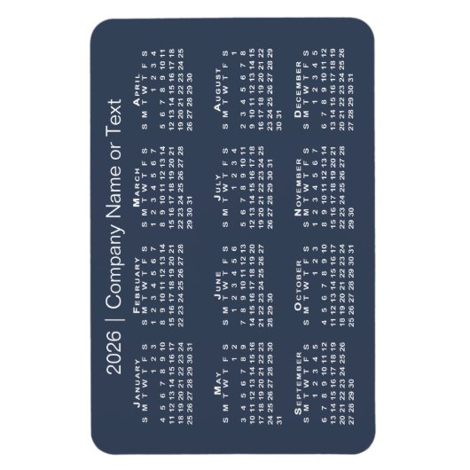 Navy Blue and White 2026 Calendar mit benutzerdefi Magnet (Vertikal)