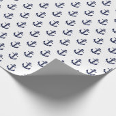 Navy Blue and White Anchor Nautic Hochzeit Geschenkpapier (Ecke)