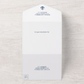 Navy Blue and White Anchors Nautical Wedding All In One Einladung (Außenbereich)