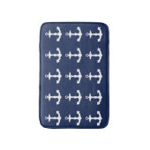 Navy Blue and White Anchtern Muster Badematte (Vorderseite Vertikal)