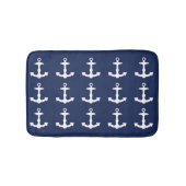 Navy Blue and White Anchtern Muster Badematte (Vorderseite)