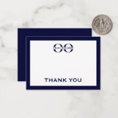 Navy Blue and White Business Logo Dankeschön Karte (Vorderseite/Rückseite Beispiel)