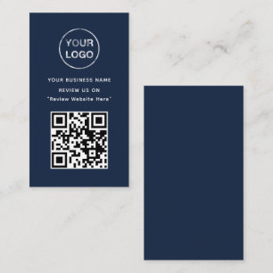 Navy Blue and White Business Review Card Begleitkarte