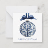 Navy Blue and White Chinoiserie Weihnachtsschmuck Mitteilungskarte (Vorderseite)