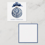 Navy Blue and White Chinoiserie Weihnachtsschmuck Mitteilungskarte (Vorne/Hinten)