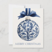 Navy Blue and White Chinoiserie Weihnachtsschmuck Mitteilungskarte (Vorderseite)