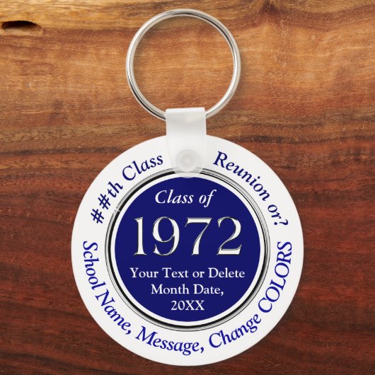 Navy Blue and White, Class of 72, Gastgeschenke Schlüsselanhänger (Rückseite)