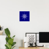 Navy Blue And White Coastal Decor Compass Rose Poster (Heimbüro)
