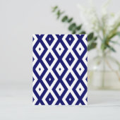 Navy blue and white diamond pattern RSVP karte (Stehend Vorderseite)