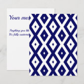 Navy blue and white diamond pattern RSVP karte (Vorne/Hinten)