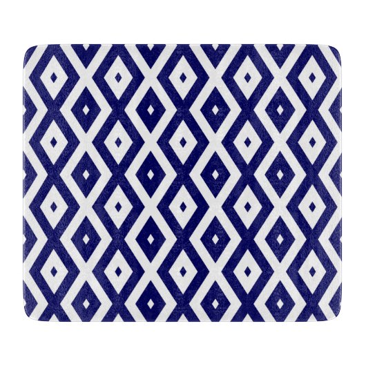 Navy blue and white diamond pattern schneidebrett (Vorderseite)