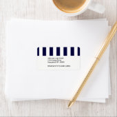 Navy Blue and White Extra Large Stripe Pattern Adressaufkleber (Insitu)