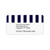 Navy Blue and White Extra Large Stripe Pattern Adressaufkleber (Vorne)
