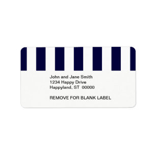 Navy Blue and White Extra Large Stripe Pattern Adressaufkleber