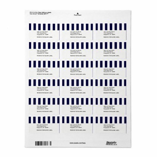 Navy Blue and White Extra Large Stripe Pattern Adressaufkleber (Vorne)