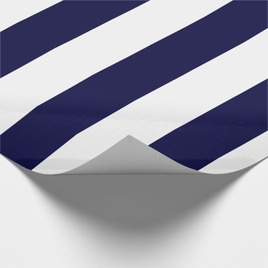 Navy Blue and White Extra Large Stripe Pattern Geschenkpapier (Ecke)