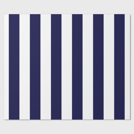 Navy Blue and White Extra Large Stripe Pattern Geschenkpapier (Flach)