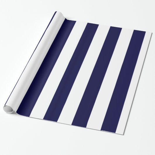 Navy Blue and White Extra Large Stripe Pattern Geschenkpapier (Ungerollt)
