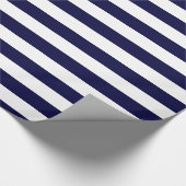 Navy Blue and White Extra Large Stripe Pattern Geschenkpapier (Ecke)