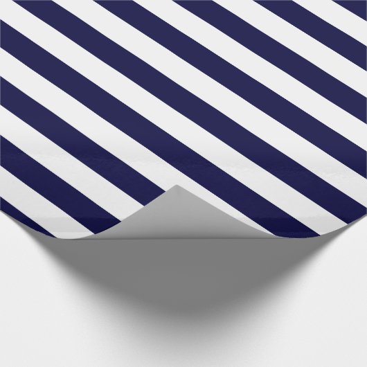 Navy Blue and White Extra Large Stripe Pattern Geschenkpapier (Ecke)