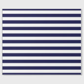 Navy Blue and White Extra Large Stripe Pattern Geschenkpapier (Flach)