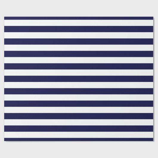 Navy Blue and White Extra Large Stripe Pattern Geschenkpapier (Flach)